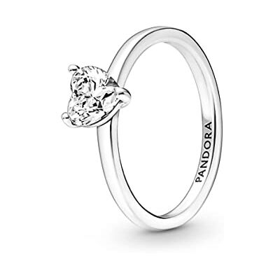 PANDORA Timeless Funkelndes Herz Solitär-Ring aus 952 Sterling Silber mit klaren Cubic Zirkonia Steinchen 191165C01-58 PANDORA Timeless Funkelndes Herz Solitär-Ring aus 952 Sterling Silber mit klaren Cubic Zirkonia Steinchen 191165C01-58