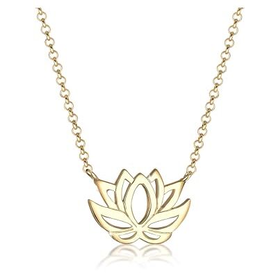 Elli halsband damer med hänge cut out lotusblomma i 925 sterling silver förgylld 45 cm lång, 45, Sterlingsilver Elli halsband damer med hänge cut out lotusblomma i 925 sterling silver förgylld 45 cm lång, 45, Sterlingsilver