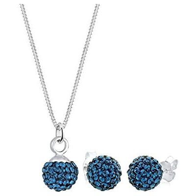 Elli Damsmycken set halsband plus örhängen silver renhet 925 kristall kristall e 925 sterlingsilver,blå Elli Damsmycken set halsband plus örhängen silver renhet 925 kristall kristall e 925 sterlingsilver,blå