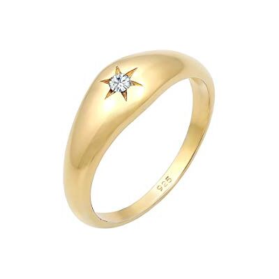 Elli Ring Kvinna Signet Ring Stjärnsymbol Gnistrande med Swarovski® Kristaller i 925 Sterling Silver, 58, Silver, glas Elli Ring Kvinna Signet Ring Stjärnsymbol Gnistrande med Swarovski® Kristaller i 925 Sterling Silver, 58, Silver, glas