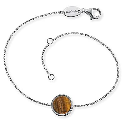 Engelsrufer Damen Armband aus Sterling Silber und Tigerauge Kraftstein Anhänger, Karabinerverschluss, in zwei Längen verstellbar, nickelfrei, ERB-LILGEM-TE Engelsrufer Damen Armband aus Sterling Silber und Tigerauge Kraftstein Anhänger, Karabinerverschluss, in zwei Längen verstellbar, nickelfrei, ERB-LILGEM-TE