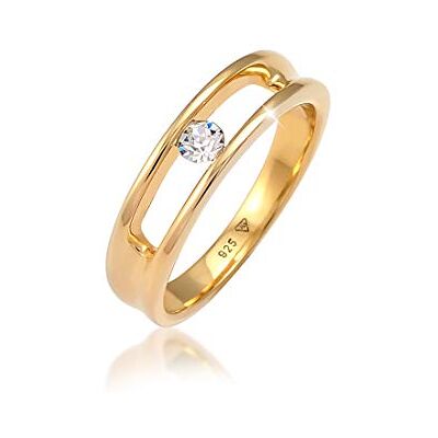 Elli Ring kvinnor solitärring klassisk med kristaller i 925 sterlingsilver, 56, Silver, Kristall Elli Ring kvinnor solitärring klassisk med kristaller i 925 sterlingsilver, 56, Silver, Kristall