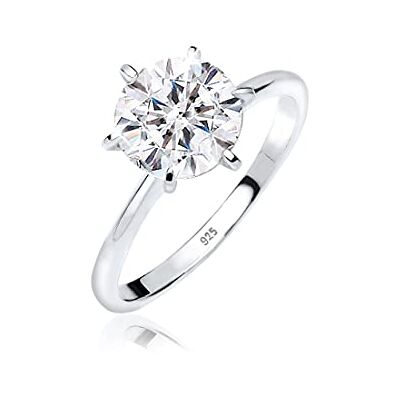 Elli Ring damer förlovning med kristaller i 925 sterlingsilver, 56, Fasettsnitt, Kristall Elli Ring damer förlovning med kristaller i 925 sterlingsilver, 56, Fasettsnitt, Kristall