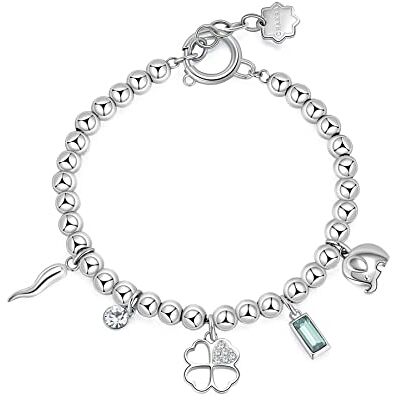 Brosway Armband kvinna av rostfritt stål med symboler lyckohorn/elefant/klöver, armband kvinna kollektion CHAKRA – BHKB114 Brosway Armband kvinna av rostfritt stål med symboler lyckohorn/elefant/klöver, armband kvinna kollektion CHAKRA – BHKB114