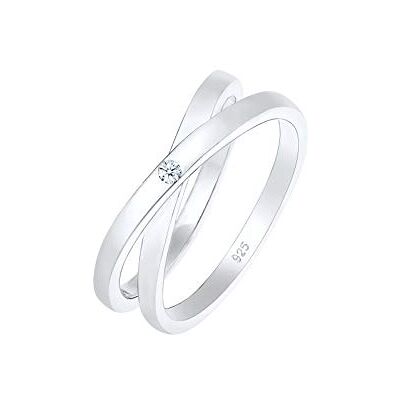 DIAMORE Elli Diamonds kvinnors wrap cross diamant ring (0.015 ct.) 925 sterlingsilver, 56, Silver, Diamant DIAMORE Elli Diamonds kvinnors wrap cross diamant ring (0.015 ct.) 925 sterlingsilver, 56, Silver, Diamant