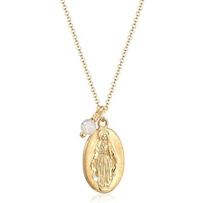Elli halsband kvinnor Marian bild hänge grundläggande med labradorit sfär i 925 sterlingsilver, 450, Silver, Labradorit Elli halsband kvinnor Marian bild hänge grundläggande med labradorit sfär i 925 sterlingsilver, 450, Silver, Labradorit