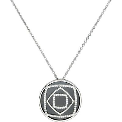 CERANITY dam – 1–52/0022-N geometrisk med berlock sterlingsilver 925/1000 6,59 g keramik zirkon svart/vit, 45 cm CERANITY dam – 1–52/0022-N geometrisk med berlock sterlingsilver 925/1000 6,59 g keramik zirkon svart/vit, 45 cm