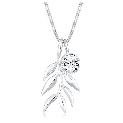 Elli kvinnor silver 925 sterling silver blad kristallhalsband kristallhalsband med längd 45 cm, Sterlingsilver, Kristall Elli kvinnor silver 925 sterling silver blad kristallhalsband kristallhalsband med längd 45 cm, Sterlingsilver, Kristall