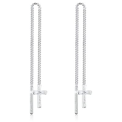 Elli örhängen kvinnor kors hänge filigran i 925 sterlingsilver, Silver Elli örhängen kvinnor kors hänge filigran i 925 sterlingsilver, Silver
