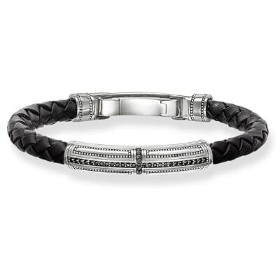 THOMAS SABO Herrarmband med korsmotiv, läder, svart, 17,5 cm, LB41-019-11-S, 17,5cm, Sterlingsilver Läder, Ingen ädelsten THOMAS SABO Herrarmband med korsmotiv, läder, svart, 17,5 cm, LB41-019-11-S, 17,5cm, Sterlingsilver Läder, Ingen ädelsten