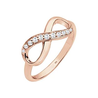 Elli kvinnors 925 sterling silver rosa guldpläterad zirkon oändlighetsring, 52mm, Silver, Zirkon Elli kvinnors 925 sterling silver rosa guldpläterad zirkon oändlighetsring, 52mm, Silver, Zirkon