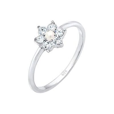 Elli PREMIUM ring damer premiumring blomma blommig pärla Swarovski kristaller i 925 sterlingsilver, 58 EU, Sterlingsilver, Kristall Elli PREMIUM ring damer premiumring blomma blommig pärla Swarovski kristaller i 925 sterlingsilver, 58 EU, Sterlingsilver, Kristall