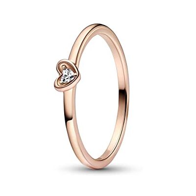 PANDORA Strahlendes Herz Ring aus Sterlingsilber mit Zirkonia in der Farbe Roségold, Moments Collection, Gr.58, 182495C01-58 PANDORA Strahlendes Herz Ring aus Sterlingsilber mit Zirkonia in der Farbe Roségold, Moments Collection, Gr.58, 182495C01-58