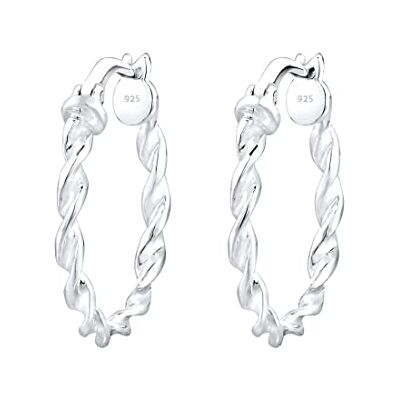 Elli örhängen dam kreoler basic spiral twisted geo i 925 sterlingsilver, fasettad slipning, Utan Elli örhängen dam kreoler basic spiral twisted geo i 925 sterlingsilver, fasettad slipning, Utan