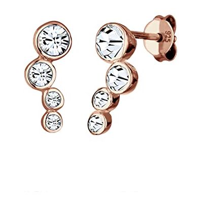 Elli dam 925 sterlingsilver roséguld pläterade klassiska kristallörhängen Elli dam 925 sterlingsilver roséguld pläterade klassiska kristallörhängen