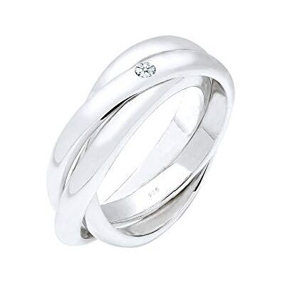 Elli kvinnors 925 sterlingsilver Xilion skuren H diamant kulring, Medium, Sterlingsilver, Diamant Elli kvinnors 925 sterlingsilver Xilion skuren H diamant kulring, Medium, Sterlingsilver, Diamant
