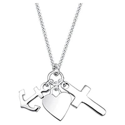 Elli halsband dam kors hjärta ankare hänge modernt i 925 sterlingsilver, 450, Silver, Bali Elli halsband dam kors hjärta ankare hänge modernt i 925 sterlingsilver, 450, Silver, Bali