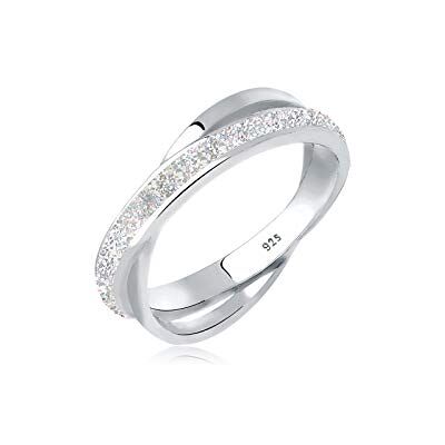 Elli Ring kvinnor wrap look enkel med emalj i 925 sterlingsilver, R 1/2, Silver, Enkel Elli Ring kvinnor wrap look enkel med emalj i 925 sterlingsilver, R 1/2, Silver, Enkel