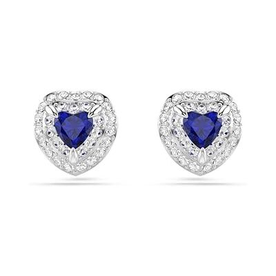 Swarovski One stud örhängen, Hjärtslipad, Pavé, Hjärta, Blå, Rodiumpläterad Swarovski One stud örhängen, Hjärtslipad, Pavé, Hjärta, Blå, Rodiumpläterad