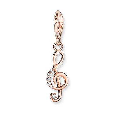 THOMAS SABO Charm-Anhänger Notenschlüssel aus 925er Sterlingsilber mit 750er Roségold-Vergoldung, mit beweglichem Herzelement, Maße: 30 x 7 mm,1899-416-14 THOMAS SABO Charm-Anhänger Notenschlüssel aus 925er Sterlingsilber mit 750er Roségold-Vergoldung, mit beweglichem Herzelement, Maße: 30 x 7 mm,1899-416-14