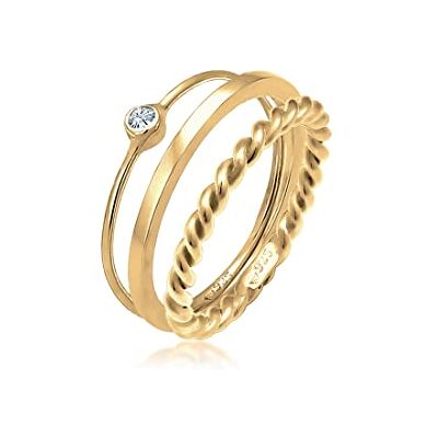 Elli Ring dam set solitaire basic vriden med kristall i 925 sterling silver, 52, Silver, glas Elli Ring dam set solitaire basic vriden med kristall i 925 sterling silver, 52, Silver, glas