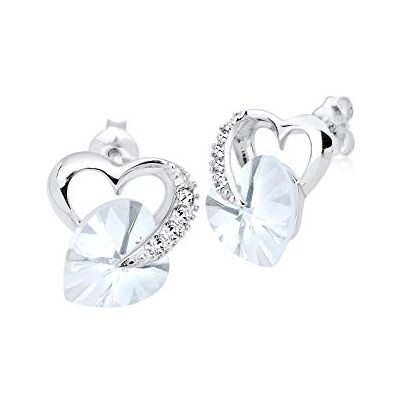 Elli örhängen vita hjärtkristaller 925 sterlingsilver, Sterlingsilver, Kristall Elli örhängen vita hjärtkristaller 925 sterlingsilver, Sterlingsilver, Kristall