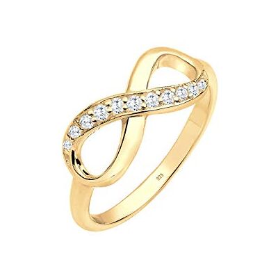 Elli Infinity damring 925 sterlingsilver zirkon guld glittrande rosett, 54 cm, Silver, Kubisk zirkonia Elli Infinity damring 925 sterlingsilver zirkon guld glittrande rosett, 54 cm, Silver, Kubisk zirkonia