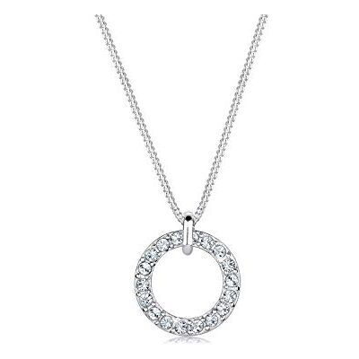 Elli halsband damer geo cirkel hänge med kristaller i 925 sterlingsilver, 450, fasettad slipning, Kristall Elli halsband damer geo cirkel hänge med kristaller i 925 sterlingsilver, 450, fasettad slipning, Kristall