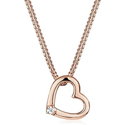 DIAMORE Elli diamanter halsband kvinnor hjärta kärlek delikat diamant (0,015 ct.) i 925 sterlingsilver, 45, Emalj, Diamant DIAMORE Elli diamanter halsband kvinnor hjärta kärlek delikat diamant (0,015 ct.) i 925 sterlingsilver, 45, Emalj, Diamant