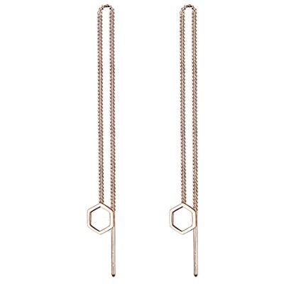 Elli örhängen damer kedjor utseende med hexagon hänge basic i 925 sterlingsilver, fasettad slipning, Utan Elli örhängen damer kedjor utseende med hexagon hänge basic i 925 sterlingsilver, fasettad slipning, Utan