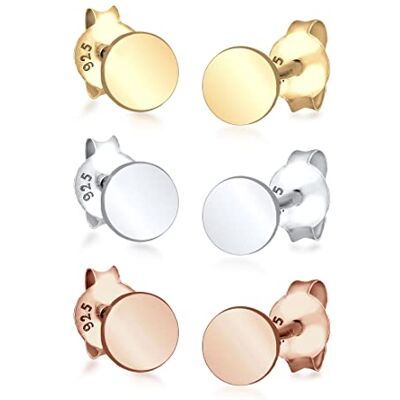 Elli örhängen dam uppsättning av 3 cirkel basic trefärgad i 925 sterlingsilver, Året runt, Utan Elli örhängen dam uppsättning av 3 cirkel basic trefärgad i 925 sterlingsilver, Året runt, Utan