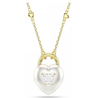 Swarovski Idyllia hänge, Blandade snitt, Hjärta, Vit, Guldfärgad pläterad Swarovski Idyllia hänge, Blandade snitt, Hjärta, Vit, Guldfärgad pläterad