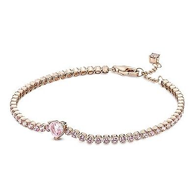 PANDORA ROSE Armband Timeless "Funkelndes Herz" 14k rosévergoldet, rosa Kristall 580041C01 Funkelndes Herz Tennisarmband, Gr.18, 580041C01-18 PANDORA ROSE Armband Timeless "Funkelndes Herz" 14k rosévergoldet, rosa Kristall 580041C01 Funkelndes Herz Tennisarmband, Gr.18, 580041C01-18