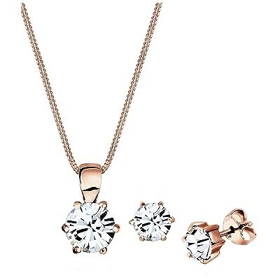 Elli smyckesset grundläggande kristaller 925 sterling silver rosé guldpläterad, 45, Silver, Kristall Elli smyckesset grundläggande kristaller 925 sterling silver rosé guldpläterad, 45, Silver, Kristall