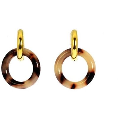 Les Cleias Beatrice dinglande örhängen, dubbla ringar i rostfritt stål och harts, Taille unique, Rostfritt stål Harts, Ingen ädelsten Les Cleias Beatrice dinglande örhängen, dubbla ringar i rostfritt stål och harts, Taille unique, Rostfritt stål Harts, Ingen ädelsten