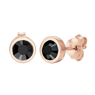 Elli Örhängen dam basic geo rund kristall svart i 925 sterlingsilver rosé guldpläterad Elli Örhängen dam basic geo rund kristall svart i 925 sterlingsilver rosé guldpläterad