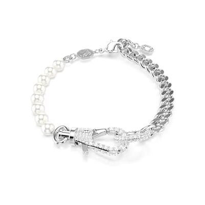 Swarovski Dextera armband, Pavé, Kristallpärla, Vit, Rhodiumpläterad Swarovski Dextera armband, Pavé, Kristallpärla, Vit, Rhodiumpläterad