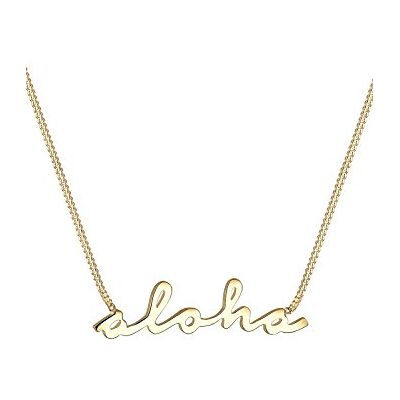 Elli kvinnors 925 sterling silver guldpläterat halsband med aloha hänge av längd 45 cm, Fasettsnitt Elli kvinnors 925 sterling silver guldpläterat halsband med aloha hänge av längd 45 cm, Fasettsnitt