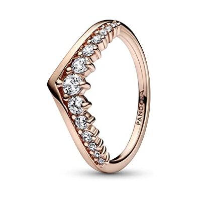 PANDORA Timeless Wishbone Schwebender Pavé-Ring mit 14 Karat rosévergoldeter Metalllegierung und Cubic Zirkonia Timeless Collection, Größe 54, 182320C01-54 PANDORA Timeless Wishbone Schwebender Pavé-Ring mit 14 Karat rosévergoldeter Metalllegierung und Cubic Zirkonia Timeless Collection, Größe 54, 182320C01-54