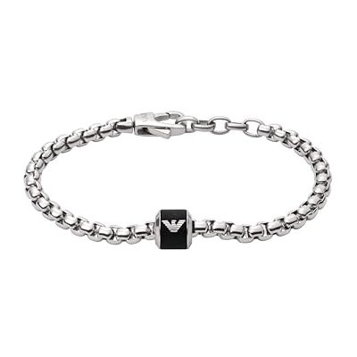 Giorgio Armani Armband För Män Essential, Längd: 190mm, Höjd: 11mm, Bredd: 10mm Silver Rostfritt Stål Armband, EGS2911040, Silver och svart Giorgio Armani Armband För Män Essential, Längd: 190mm, Höjd: 11mm, Bredd: 10mm Silver Rostfritt Stål Armband, EGS2911040, Silver och svart