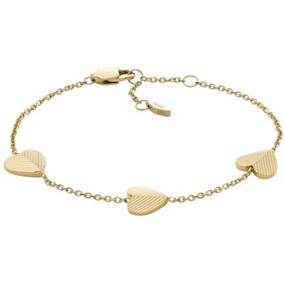 Fossil Dam Harlow Linjär Textur Hjärta Guld-Ton Rostfritt Stål Station Armband, JF04653710, Ljus guld Fossil Dam Harlow Linjär Textur Hjärta Guld-Ton Rostfritt Stål Station Armband, JF04653710, Ljus guld