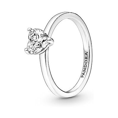 PANDORA Timeless Funkelndes Herz Solitär-Ring aus 952 Sterling Silber mit klaren Cubic Zirkonia Steinchen 191165C01-52 PANDORA Timeless Funkelndes Herz Solitär-Ring aus 952 Sterling Silber mit klaren Cubic Zirkonia Steinchen 191165C01-52