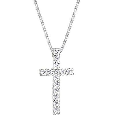 Elli halsband kvinnor korshänge elegant med kristaller i 925 sterlingsilver, 450, Silver, Kristall Elli halsband kvinnor korshänge elegant med kristaller i 925 sterlingsilver, 450, Silver, Kristall