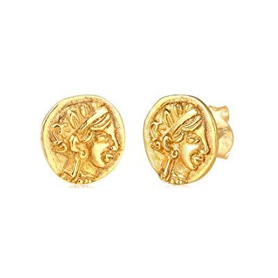 Elli örhängen dam örhängen amtik mynt vintage i 925 sterlingsilver förgyllt, En Storlek, Sterlingsilver, Utan Elli örhängen dam örhängen amtik mynt vintage i 925 sterlingsilver förgyllt, En Storlek, Sterlingsilver, Utan