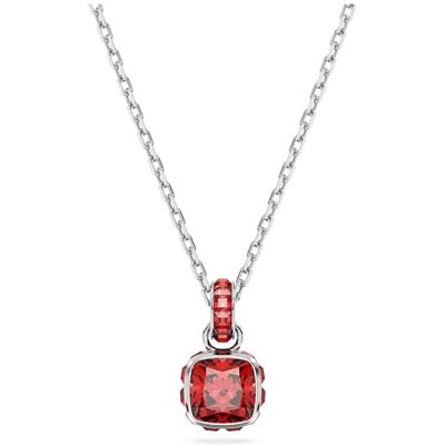Swarovski Birthstone hängsmycke, fyrkantsskuren, juli, röd, Rhodiumpläterad Swarovski Birthstone hängsmycke, fyrkantsskuren, juli, röd, Rhodiumpläterad