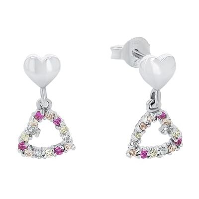 amor Ohrhänger 925 Sterling Silber Mädchen Kinder Ohrschmuck, mit Zirkonia synth., 1,4 cm, Silber, Herz, Kommt in Schmuck Geschenk Box, 2021291 amor Ohrhänger 925 Sterling Silber Mädchen Kinder Ohrschmuck, mit Zirkonia synth., 1,4 cm, Silber, Herz, Kommt in Schmuck Geschenk Box, 2021291