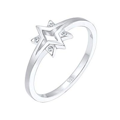 Elli kvinnors 925 sterling silver Xilion slipad kristall stjärnring, 54, Silver, Kristall Elli kvinnors 925 sterling silver Xilion slipad kristall stjärnring, 54, Silver, Kristall
