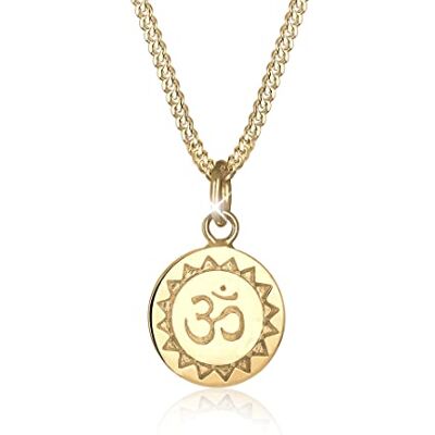 Elli halsband dam Om Mantra hänge filigran i 925 sterlingsilver förgyllt, 40cm, Silver, Ingen ädelsten Elli halsband dam Om Mantra hänge filigran i 925 sterlingsilver förgyllt, 40cm, Silver, Ingen ädelsten