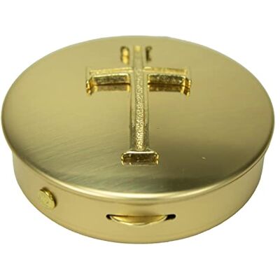 ART Abbey & CA gåva guld latin kors Pyx behållare ART Abbey & CA gåva guld latin kors Pyx behållare