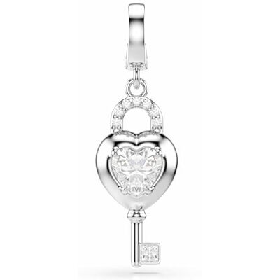 Swarovski Idyllia berlock, Blandade snitt, Hjärta med nyckel, Vit, Rodiumpläterad Swarovski Idyllia berlock, Blandade snitt, Hjärta med nyckel, Vit, Rodiumpläterad